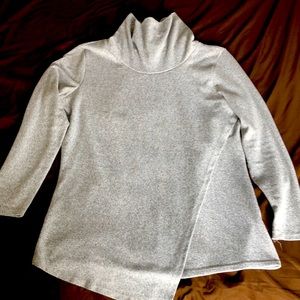 Heather Grey Asymmetrical-Hem Cowl Neck Top